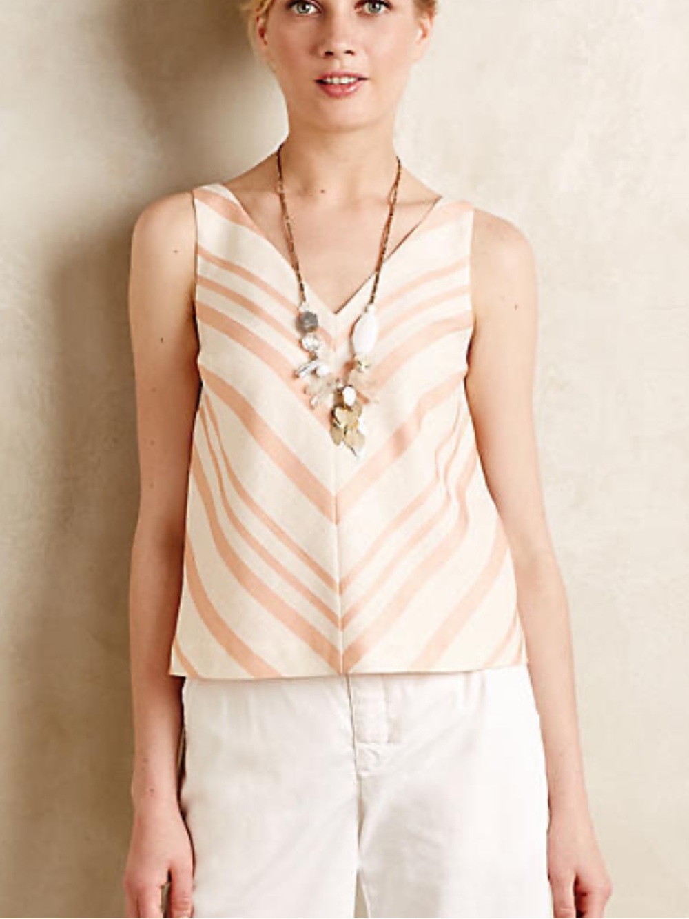 HD in Paris Striped V-Neck Camisole in Blush and Cream
